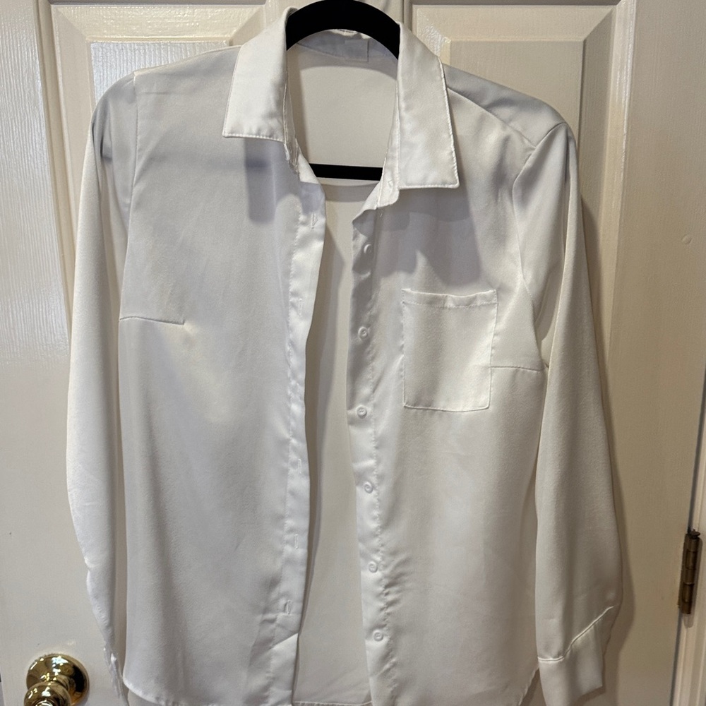 Elegant White Button-Up Blouse